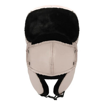 Зимна топла, студена удебелена кадифена шапка-траппер Мъже, Жени, външна защита на носа, ушите, памучна шапка-бомбер, плюшена ветроустойчива маска
