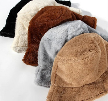 Дамска зимна мода от изкуствена козина, пухкави шапки с кофа, есенна външна дебела топла шапка, мека кожена рибарска шапка, модна панама за момичета