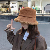 Zimska ženska ribarska kapa Jagnjeće runo Ženska bob panama kapa Deblji plišani šešir Korejski vanjski vjetrootporan Topla kapa za uši