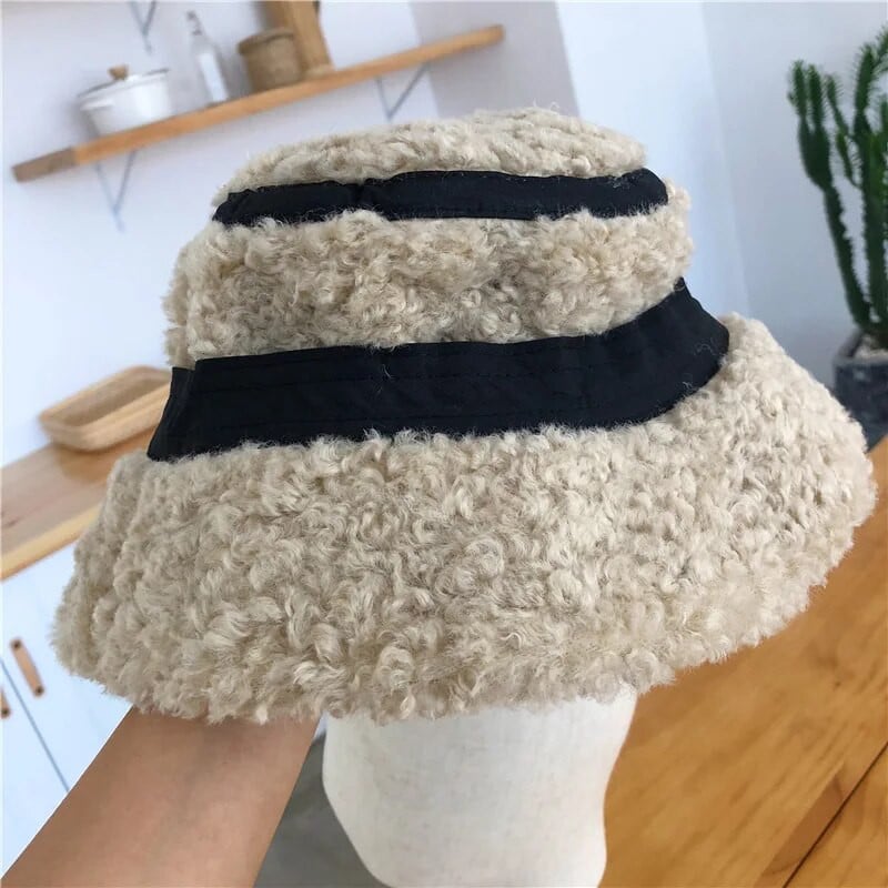 Zimska ženska ribarska kapa Jagnjeće runo Ženska bob panama kapa Deblji plišani šešir Korejski vanjski vjetrootporan Topla kapa za uši