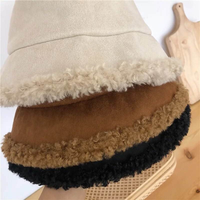 Zimska ženska ribarska kapa Jagnjeće runo Ženska bob panama kapa Deblji plišani šešir Korejski vanjski vjetrootporan Topla kapa za uši