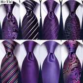 Hi-Tie lilla soliidne Paisley siidist pulmalips meestele Kvaliteetne Hanky mansetinööp Meeste kingituseks mõeldud kaelasideme komplekt Moedisainer Dropshipping