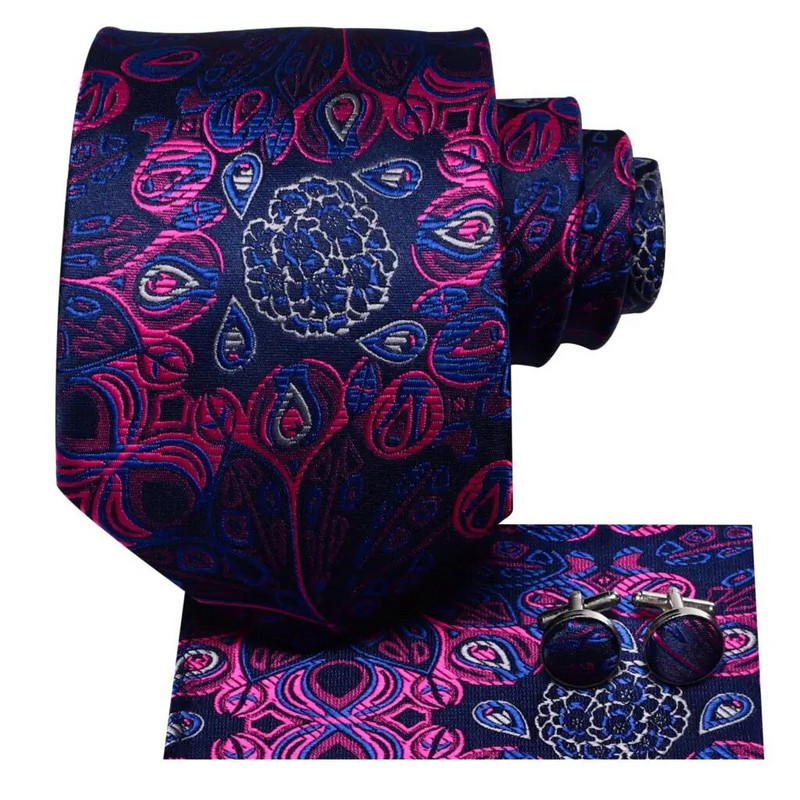 Hi-Tie lilla soliidne Paisley siidist pulmalips meestele Kvaliteetne Hanky mansetinööp Meeste kingituseks mõeldud kaelasideme komplekt Moedisainer Dropshipping