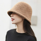 Καπέλο με κουβά από ψεύτικη γούνα Χειμερινά ζεστά βελούδινα καπέλα για γυναίκες Lady Thicken Bob Panama Καπέλα ψαράδικου εξωτερικού χώρου