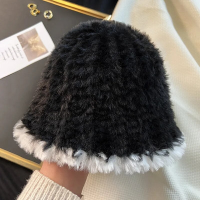 Modes ziemas biezas adīšanas kausa cepures plīša mākslīgās kažokādas Zvejnieka cepure sievietes meitenes mīkstas siltas biezas cepures aizsardzība ielas vāciņš