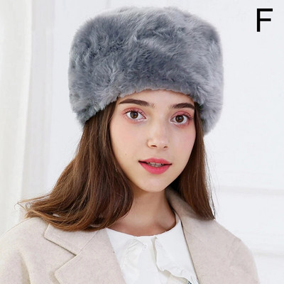 Ziemas bieza silta mākslīgā truša kažokādas cepure krievu āra slēpošanas cepures modes mīkstas ērtas sievietes ikdienas tīras krāsas pupiņas dāvana