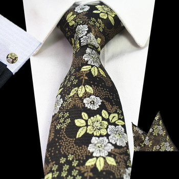 Ricnais Floral Γραβάτα Μεταξωτό Ζακάρ Ανδρική Γραβάτα Gravata Σετ Μανικετόκουμπα Σετ Μαντήλι 7cm Λεπτή Ανδρική Γραβάτα Σετ Γάμου