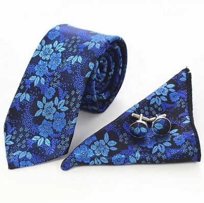 Ricnais cvjetna kravata Svilena žakard muška kravata Gravata Set dugmadi za manžete Rupčić 7 cm Tanki set muških kravata za vjenčanje