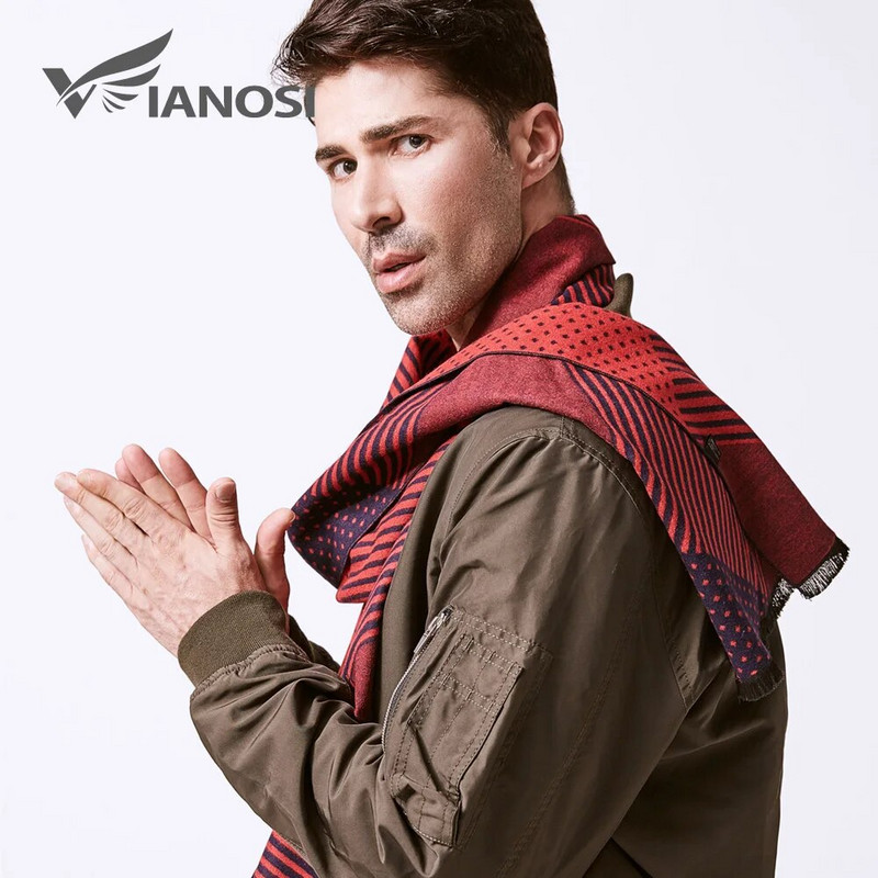 VIANOSI Zīmols Šalle Modes Dizains Ikdienas Šalles Ziemas Vīriešu Vilnas Šalle Luksusa Zīmols Augstas kvalitātes silti Šalles Vīriešu VA245