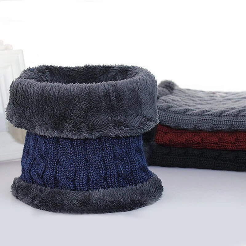 Férfi egyszínű puha kötött gyűrű hurkos gallér sál téli vastag plüss gyapjú előke Férfi meleg snood rövid sálak kör nyakkendő