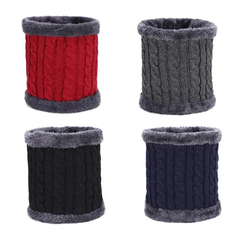 Férfi egyszínű puha kötött gyűrű hurkos gallér sál téli vastag plüss gyapjú előke Férfi meleg snood rövid sálak kör nyakkendő