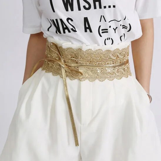 Új női masnis csipke öv fűző széles női övek fekete fehér női önkötő Obi cinch derékpánt esküvői ruha derékpánt