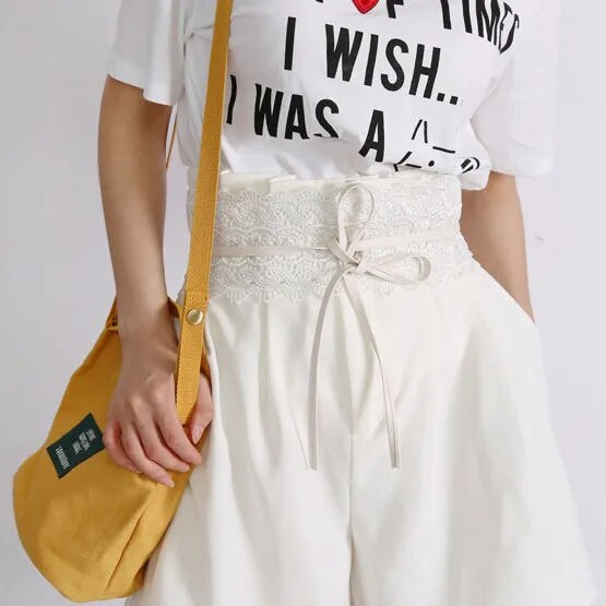 Új női masnis csipke öv fűző széles női övek fekete fehér női önkötő Obi cinch derékpánt esküvői ruha derékpánt