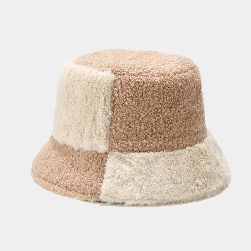 Zimska kapa 2022. Ženska kapa od umjetnog krzna Pahuljasta topla kapa za sunčanje Jesenska zima na otvorenom Panama šešir s ribarskom kapom za žene