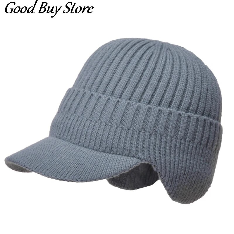 Пролет Зима Бомбер шапки Руска ушанка Еластичен топъл мек трикотаж Жени Мъже Ски на открито Напусната плетена шапка Ежедневна шапка