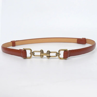 Horsebit ženski remen Vintage mesingana kopča s bravom PU kožni tanki remeni Podesivi pojas za ženske odijela Dekorativni remen