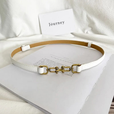 Horsebit ženski remen Vintage mesingana kopča s bravom PU kožni tanki remeni Podesivi pojas za ženske odijela Dekorativni remen