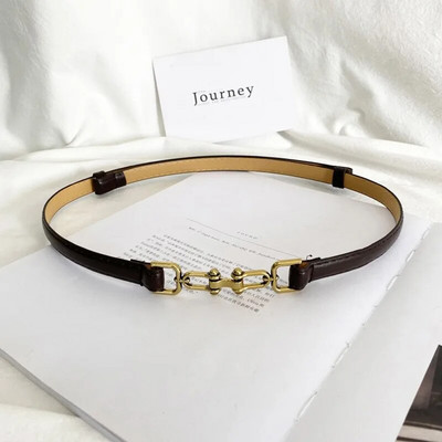 Horsebit ženski remen Vintage mesingana kopča s bravom PU kožni tanki remeni Podesivi pojas za ženske odijela Dekorativni remen