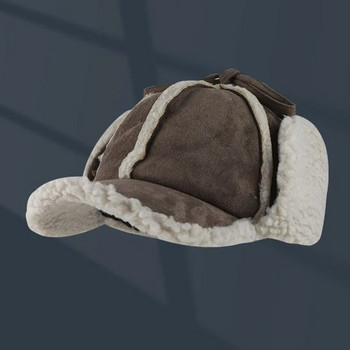 Английска версия на велурена детективска шапка за мъже и жени Зима Дебел патешки език Защита на ушите Топъл плюшен ретро ски бомбардировач Gorras