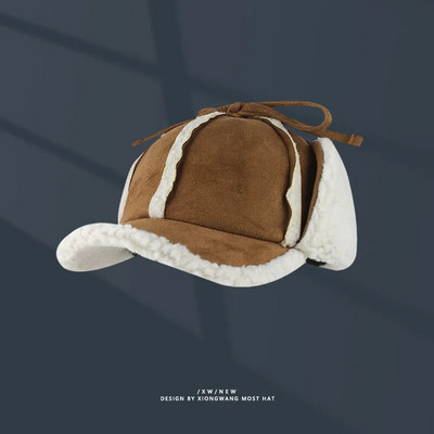 Engleska verzija detektivske kape od brušene kože, muške i ženske zimske debele zaštite za uši s pačjim jezikom Topli plišani retro skijaški bomber Gorras