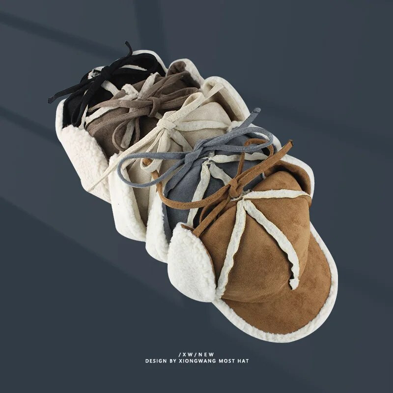 Engleska verzija detektivske kape od brušene kože, muške i ženske zimske debele zaštite za uši s pačjim jezikom Topli plišani retro skijaški bomber Gorras