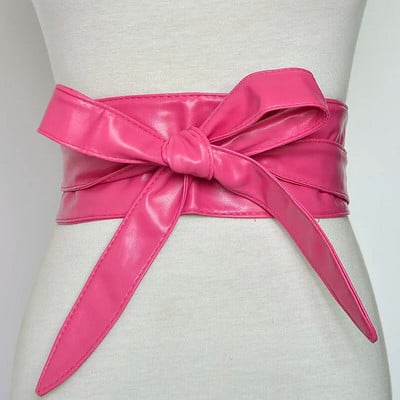 ZLY 2021 Γυναικεία ζώνη με κορδόνια Νέες ζώνες με παπιγιόν Πιο φαρδύ δεμένο στη μέση Διακόσμηση παπιγιόν Γυναικείο φόρεμα Μόδα Pu Metarial