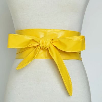 ZLY 2021 Γυναικεία ζώνη με κορδόνια Νέες ζώνες με παπιγιόν Πιο φαρδύ δεμένο στη μέση Διακόσμηση παπιγιόν Γυναικείο φόρεμα Μόδα Pu Metarial