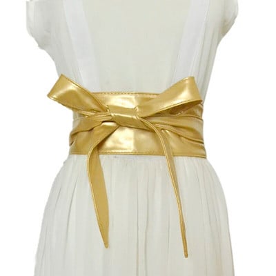 ZLY 2021 Γυναικεία ζώνη με κορδόνια Νέες ζώνες με παπιγιόν Πιο φαρδύ δεμένο στη μέση Διακόσμηση παπιγιόν Γυναικείο φόρεμα Μόδα Pu Metarial