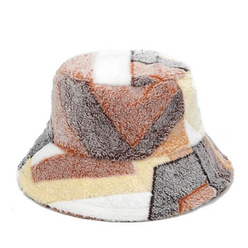 2022 Fashion Winter Faux Fur Bucket Καπέλα για Γυναικεία Κορίτσι Ζεστά Ψαράς Παναμά Χνουδωτό κουβά Καπέλα Bob