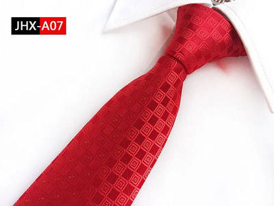 Nova jacquard modna kravata Crveno bijela prugasta karirana kravata za muškarce Poslovna vjenčanja Svečana ogrlica Poklon Kravata 8 cm Svilene kravate