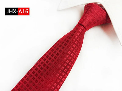 Nova jacquard modna kravata Crveno bijela prugasta karirana kravata za muškarce Poslovna vjenčanja Svečana ogrlica Poklon Kravata 8 cm Svilene kravate