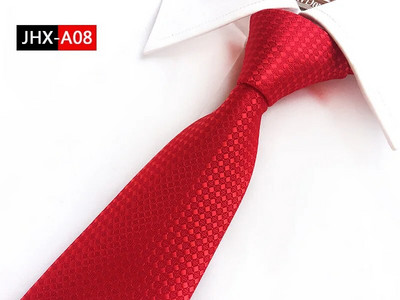 Nova jacquard modna kravata Crveno bijela prugasta karirana kravata za muškarce Poslovna vjenčanja Svečana ogrlica Poklon Kravata 8 cm Svilene kravate