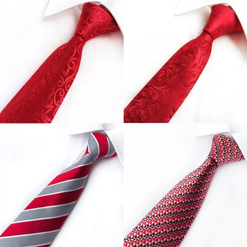 Nova jacquard modna kravata Crveno bijela prugasta karirana kravata za muškarce Poslovna vjenčanja Svečana ogrlica Poklon Kravata 8 cm Svilene kravate