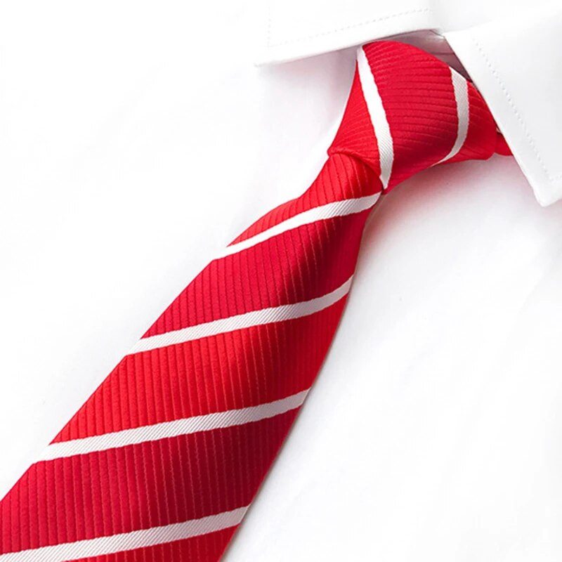 Nova jacquard modna kravata Crveno bijela prugasta karirana kravata za muškarce Poslovna vjenčanja Svečana ogrlica Poklon Kravata 8 cm Svilene kravate