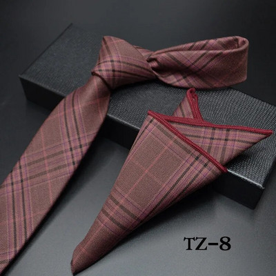 Nova muška ležerna kravata s cvjetnim pajslijem, tamnocrvena 6 cm uska poliesterska kravata s četvrtastim džepom Poslovno vjenčanje Uska kravata