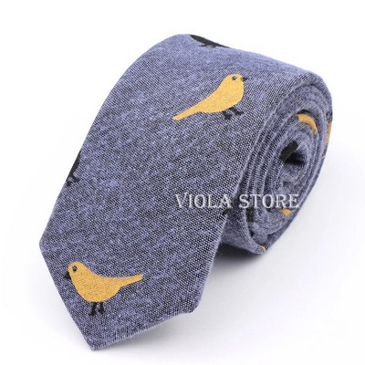 Vintage ziedu burvīgs multfilmu putnu apdruka kokvilna 6 cm kaklasaite vīriešiem tievs sarkans zils melns rozā kāzu ballītes uzvalks Cravat dāvanu aksesuārs