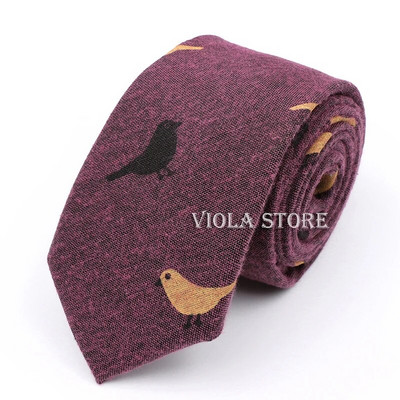 Vintage ziedu burvīgs multfilmu putnu apdruka kokvilna 6 cm kaklasaite vīriešiem tievs sarkans zils melns rozā kāzu ballītes uzvalks Cravat dāvanu aksesuārs