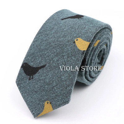 Vintage ziedu burvīgs multfilmu putnu apdruka kokvilna 6 cm kaklasaite vīriešiem tievs sarkans zils melns rozā kāzu ballītes uzvalks Cravat dāvanu aksesuārs