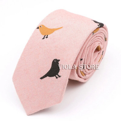 Vintage ziedu burvīgs multfilmu putnu apdruka kokvilna 6 cm kaklasaite vīriešiem tievs sarkans zils melns rozā kāzu ballītes uzvalks Cravat dāvanu aksesuārs