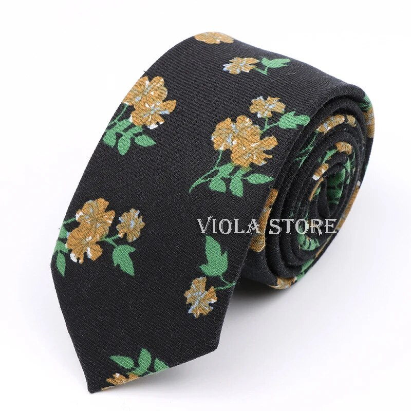 Vintage ziedu burvīgs multfilmu putnu apdruka kokvilna 6 cm kaklasaite vīriešiem tievs sarkans zils melns rozā kāzu ballītes uzvalks Cravat dāvanu aksesuārs