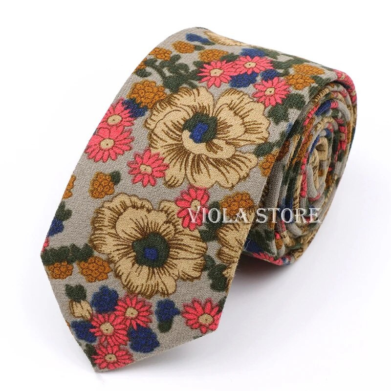 Vintage ziedu burvīgs multfilmu putnu apdruka kokvilna 6 cm kaklasaite vīriešiem tievs sarkans zils melns rozā kāzu ballītes uzvalks Cravat dāvanu aksesuārs