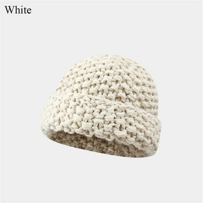Téli vastag szál tű meleg sapka sapka nőknek egyszínű alkalmi vastagított gyapjú kötött sapka divat pár motorháztető sapkák