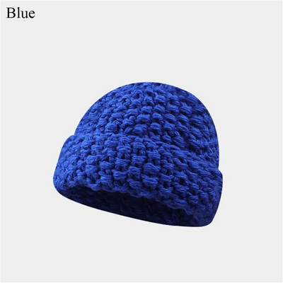 Téli vastag szál tű meleg sapka sapka nőknek egyszínű alkalmi vastagított gyapjú kötött sapka divat pár motorháztető sapkák