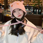 Armsad kassi kõrvad kuhjatavad mütsid Talvine naiste soojad kootud nokamütsid Naiste ühevärvilised multifilmid vabaaja hiphopi mütsid Skullies