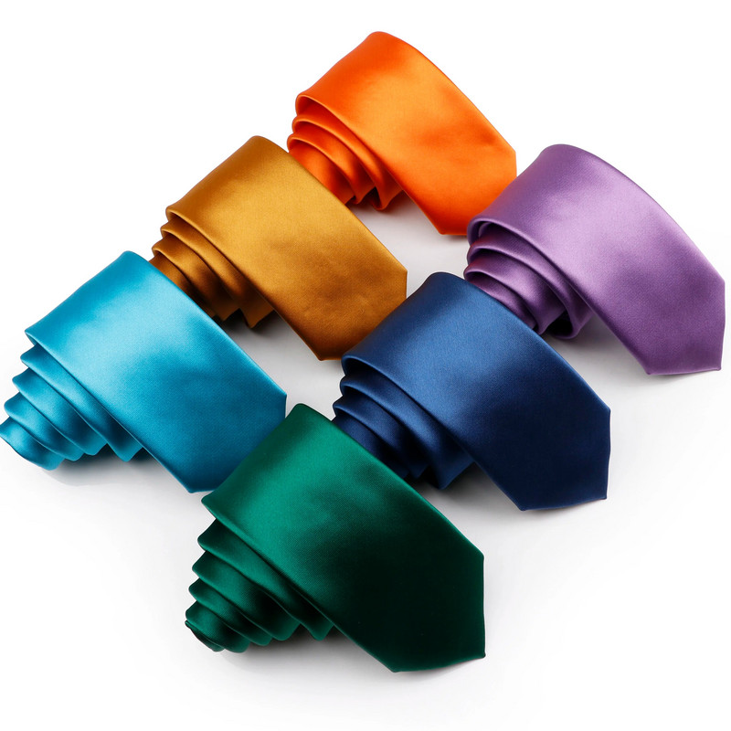 Prekrasna satenska jednobojna kravata od 6 cm, glatka, uska, 100% poliester, muško odijelo za vjenčanje, svečani ležerni poklon, kravata, dodatak za košulju
