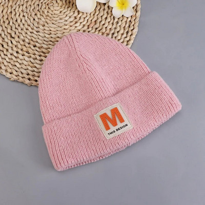 Jesen Zima Beanie šešir za žene Heklani Skullies šešir s ispisanim M slovima Topla jednobojna ležerna pletena kapa Hip Hop Skuilles