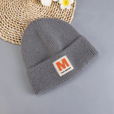 Jesen Zima Beanie šešir za žene Heklani Skullies šešir s ispisanim M slovima Topla jednobojna ležerna pletena kapa Hip Hop Skuilles