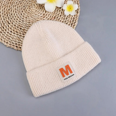 Jesen Zima Beanie šešir za žene Heklani Skullies šešir s ispisanim M slovima Topla jednobojna ležerna pletena kapa Hip Hop Skuilles