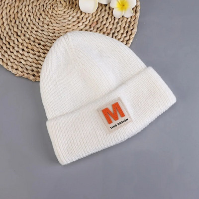 Jesen Zima Beanie šešir za žene Heklani Skullies šešir s ispisanim M slovima Topla jednobojna ležerna pletena kapa Hip Hop Skuilles