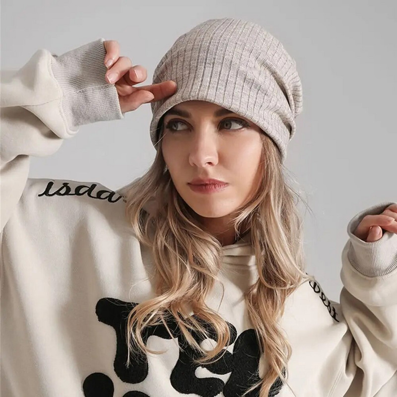 Klasiskas sieviešu rudens ziemas cepures vienkrāsainas pupiņas Hip-pop cepures skulles Sieviešu vīriešu ikdienas cepures āra cepures galvaskausa vāciņš motora pārsegs